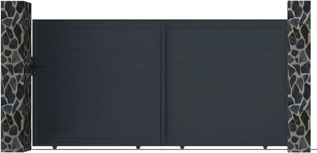 Vente-unique Schiebetor Nazario aus Aluminium in Anthrazitgrau, Breite: 348 cm - Bild 1