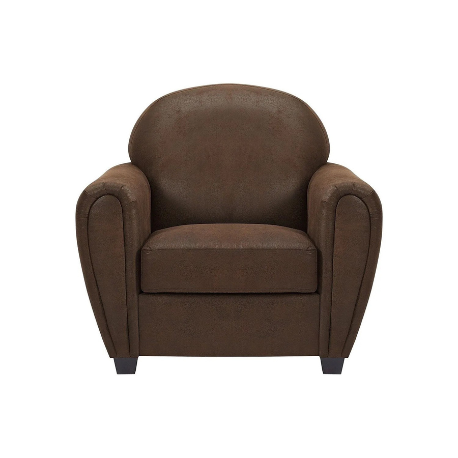 Vente-unique Sessel Victory in Braun mit gerader Rückenlehne und Armlehnen im Vintage-Stil aus Mikrofaser und Holz, Höhe: 94 cm - Bild 2