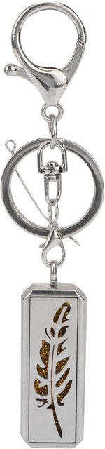 Schlüsselanhänger Edelstahl, Rechteckig, Hohl, Blattmuster, Gray, Unisex - Bild 1