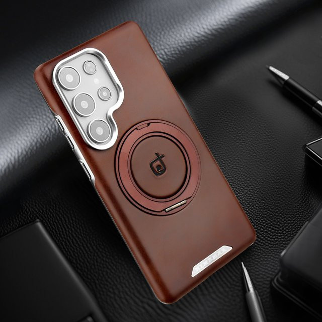Magnetische drehbare Leder Handyhülle für Samsung Galaxy S25 S24 S23 Ultra S25 Plus in Rot mit Anti-Drop Schutz - Bild 1