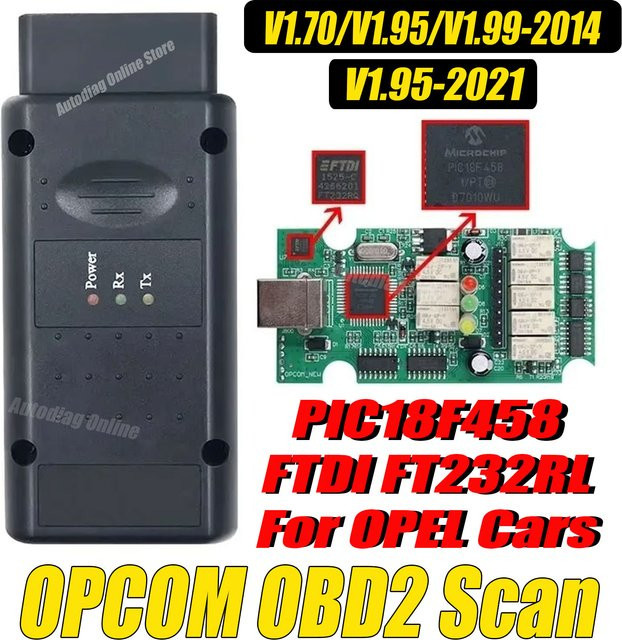Opcom OBD2-Diagnosescanner in Schwarz mit PIC18F458 FTDI Chip und Firmware-Version V2014 V1.99/1.95/1.70 - Bild 1