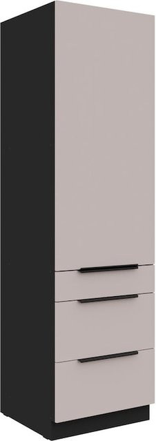 Küchen Hochschrank ARONA in Kaschmir beige mit 3 Schubkästen und einer Tür, Breite: 60 cm - Bild 1
