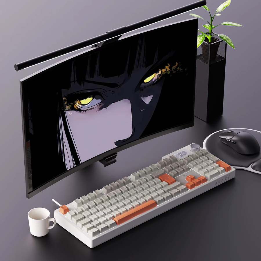 Ajazz AK35I V3 Mechanische Tastatur Beige, Kabelgebundenes 104-Tasten-Layout QWERTZ, Hot-Swap-fähig mit Metall-Mediensteuerung und Lichteffekten - Bild 5