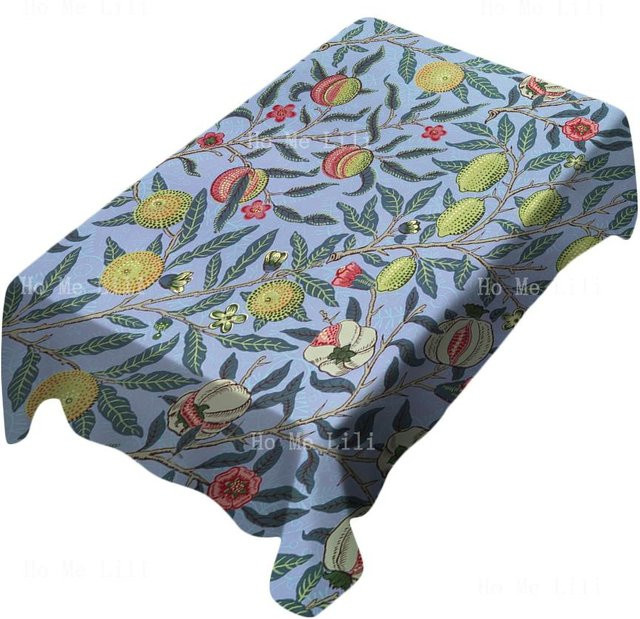 Fancy Style Studio Tischdecke William Morris Granatapfel Blumen Muster Blau Rechteckig B/B: 100 x 140 cm - Bild 1