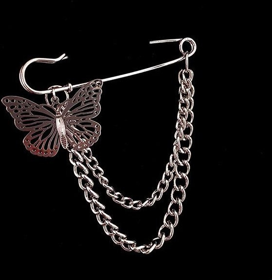 YIRAN Brosche Schmetterling Stern, Metall, Unisex, grau - Bild 1