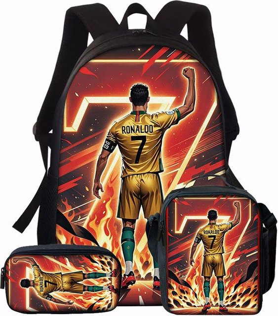 3-teiliges Schulrucksack-Set für Schüler aus Oxford-Stoff mit Schultasche, Schultergurt und Federmäppchen in Multicolour - Bild 1