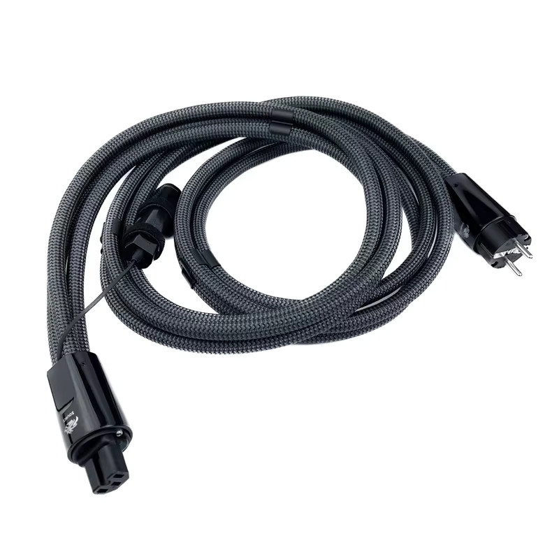 GQAE Dragon Source Hi-End HiFi Audio Netzkabel C13 C19 mit US & EU Schuko-Stecker in Silber - Bild 3