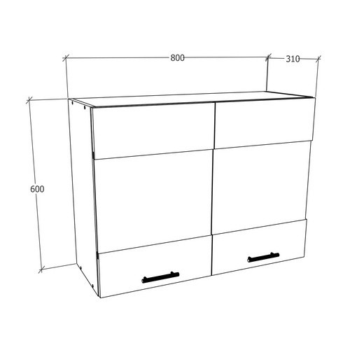 VCM Hängeschrank Esilo in Grau mit Glastüren und Regalböden, B: 80 cm, H: 60 cm, T: 31 cm - Bild 3