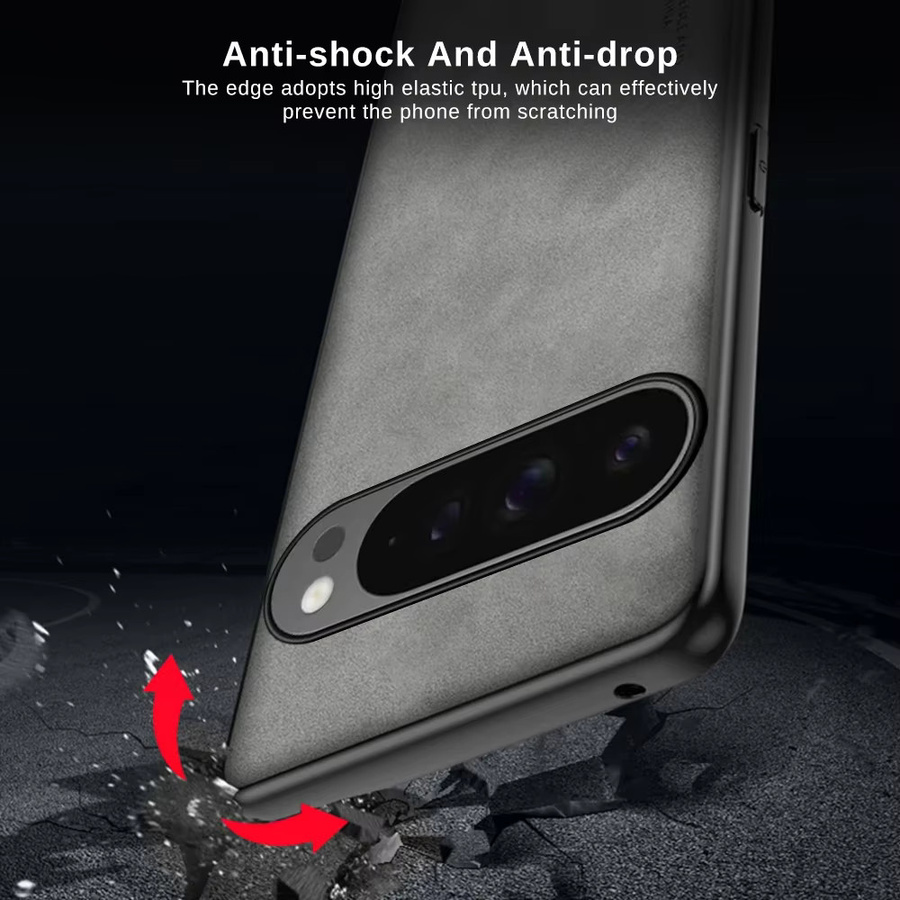 Luxuriöse Google Pixel Handyhülle aus Leder und Schaffell in Blau für Google Pixel 9 Pro XL 8 8A 7 7A 6 6A Pro 5G - Bild 2