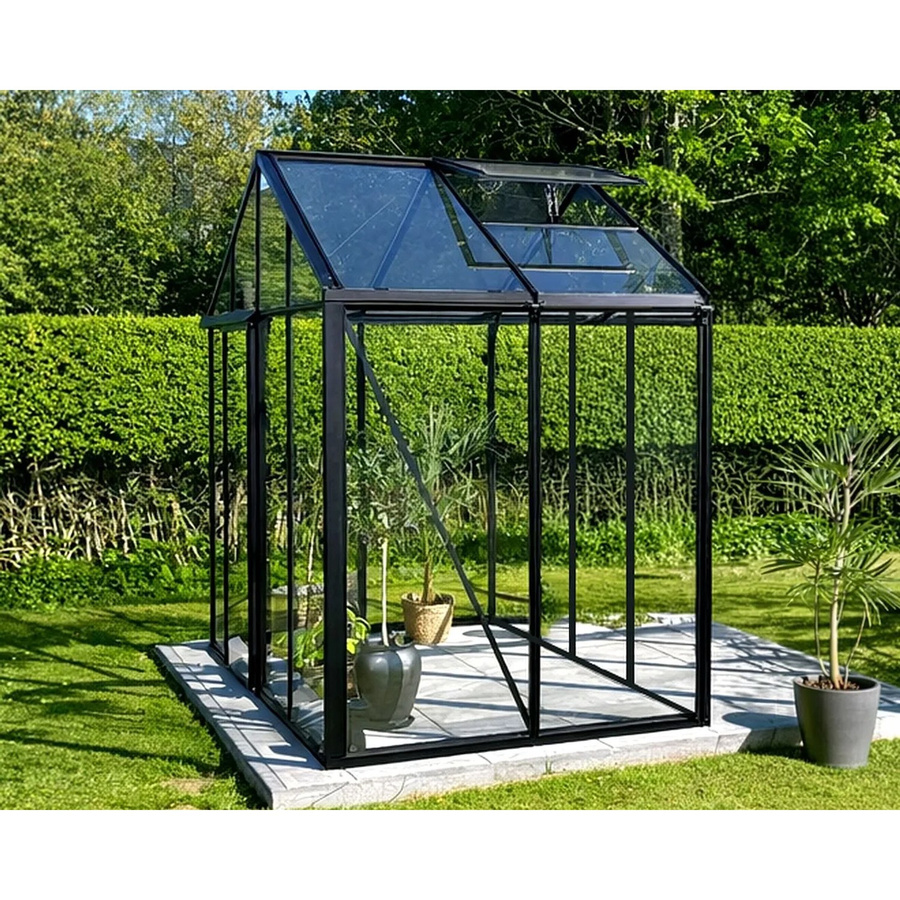 Bloomcabin Gewächshaus GHC8 Klassik in Schwarz mit Sicherheitsglas, Aluminium und integriertem Dachfenster sowie Belüftungssystem - Bild 2