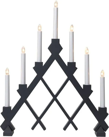Star Trading Kerzenbogen aus Holz in Schwarz mit 7 E10 Kerzen für Weihnachten und Advent, H 53 cm, B 43 cm