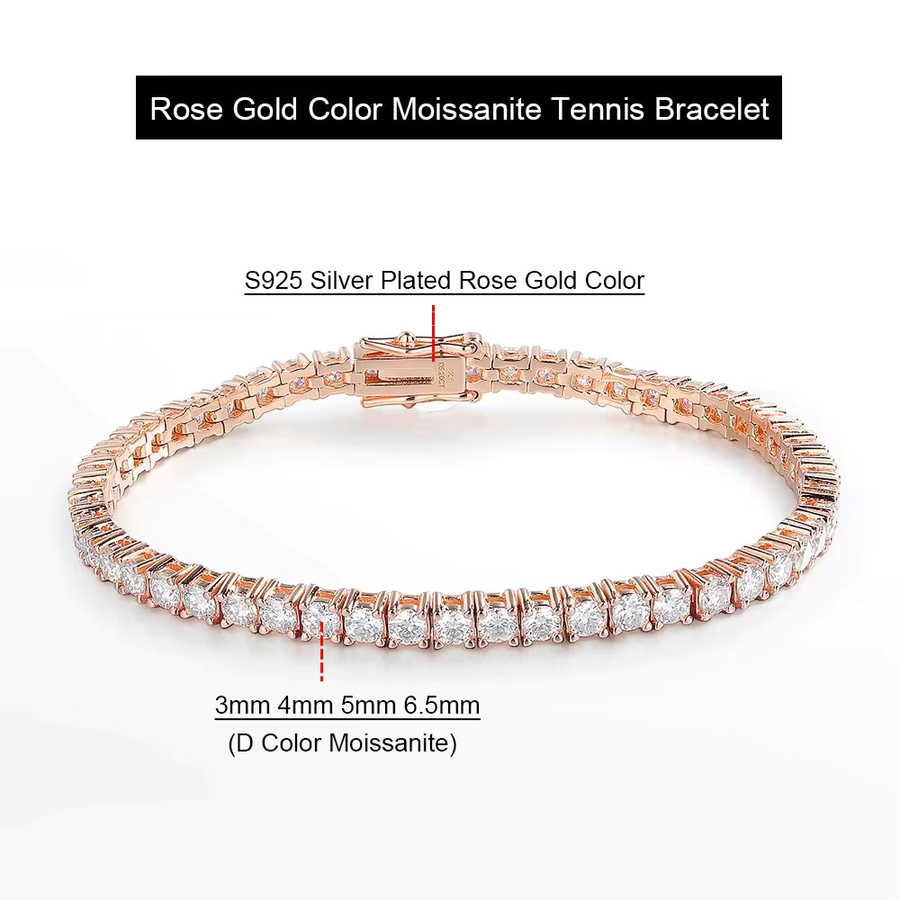 Serenity Day Tennis Armband, 925 Silber, Roségold, Moissanit, Unisex - Bild 2