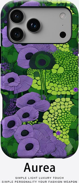 Aurea Case Matte Bumper MagSafe Schutzhülle für iPhone 14 15 16 17 Pro Max Plus in Lila Mohnblumen-Garten - Bild 1