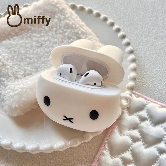 Miffy Silikon Kopfhörerhülle für AirPods 1., 2., 3. und 4. Generation sowie Pro in Pink und Weiß - Bild 1