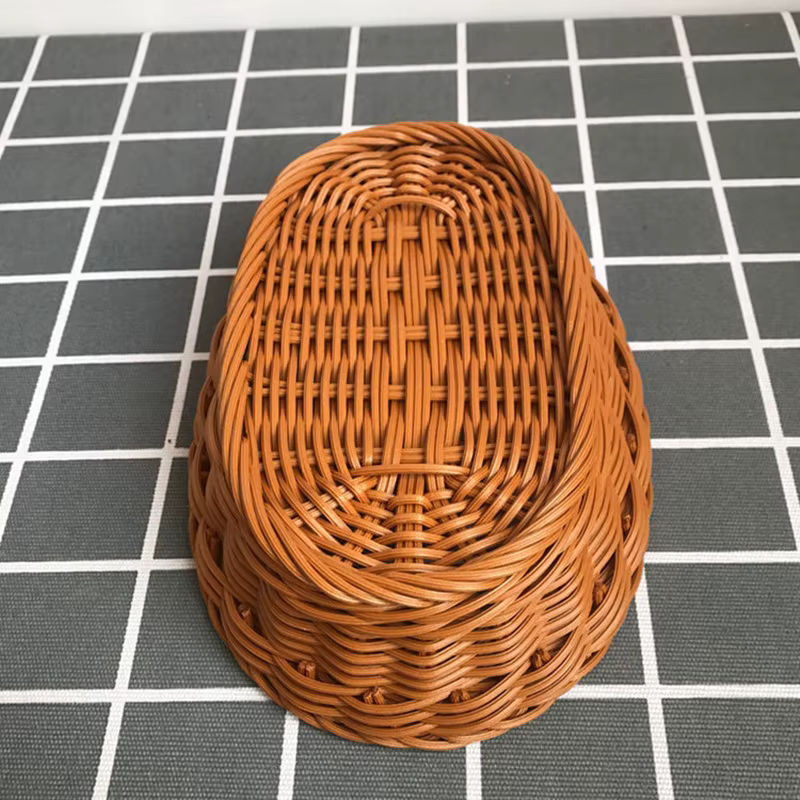Ovale Rattan Aufbewahrungskörbe von ACRDDK in Braun zur Aufbewahrung von Obst, Brot und Lebensmitteln als rustikale Dekoration - Bild 2