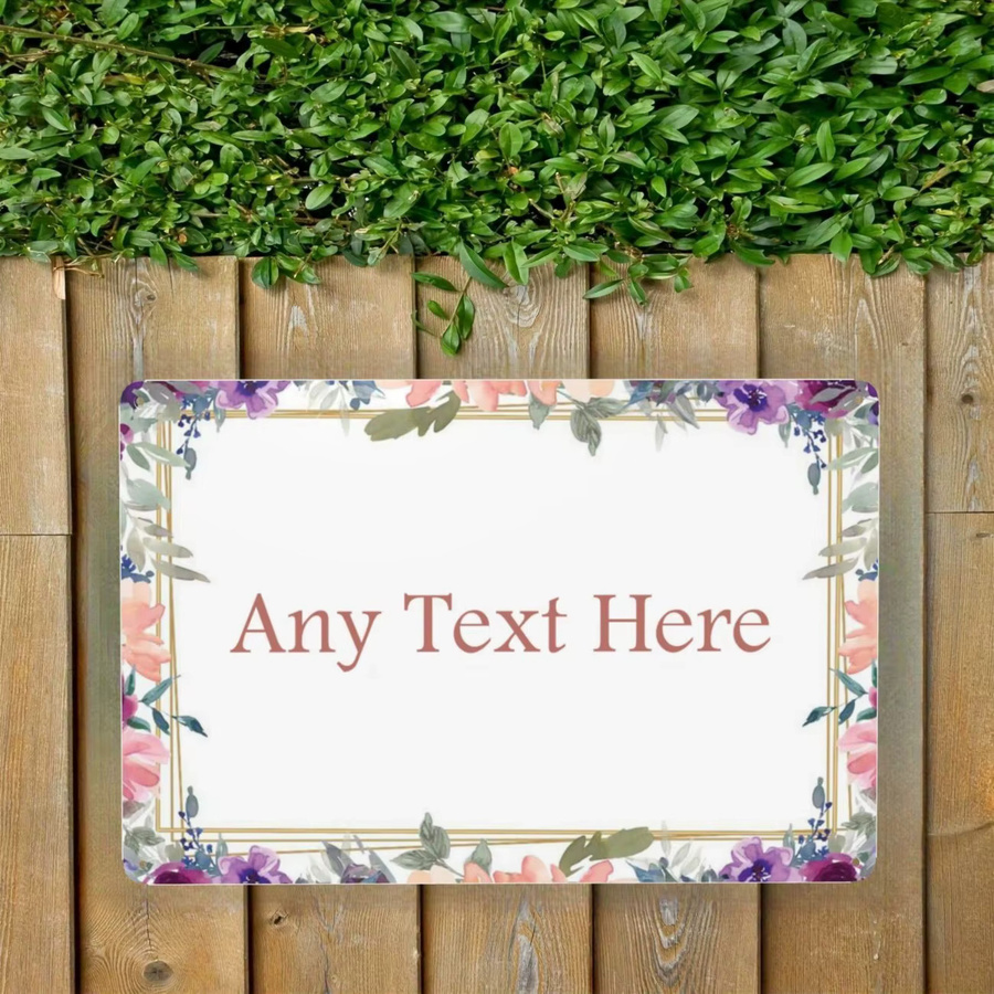 Individuelles Metallschild mit Text und Aquarell-Blumenmuster von CIFBUY in Rot und Mehrfarbig für deine Wanddekoration im Haus oder Garten - Bild 2