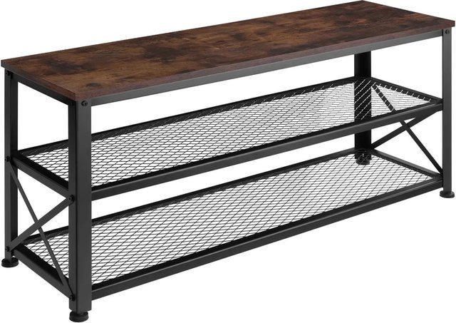 tectake Schuhregal Industrial Style in Braun mit Holzoptik, B/T/H: 101 x 30,5 x 45,5 cm - Bild 2