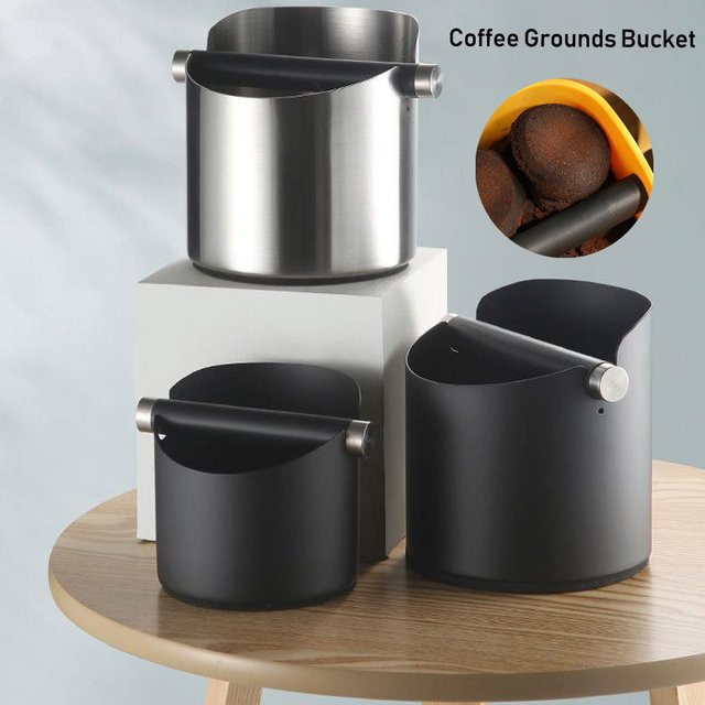 Espresso-Klopfbox aus Edelstahl in Silber, runde Kaffeesatz-Box für Kaffeesatz und Kaffeesatzbehälter - Bild 1