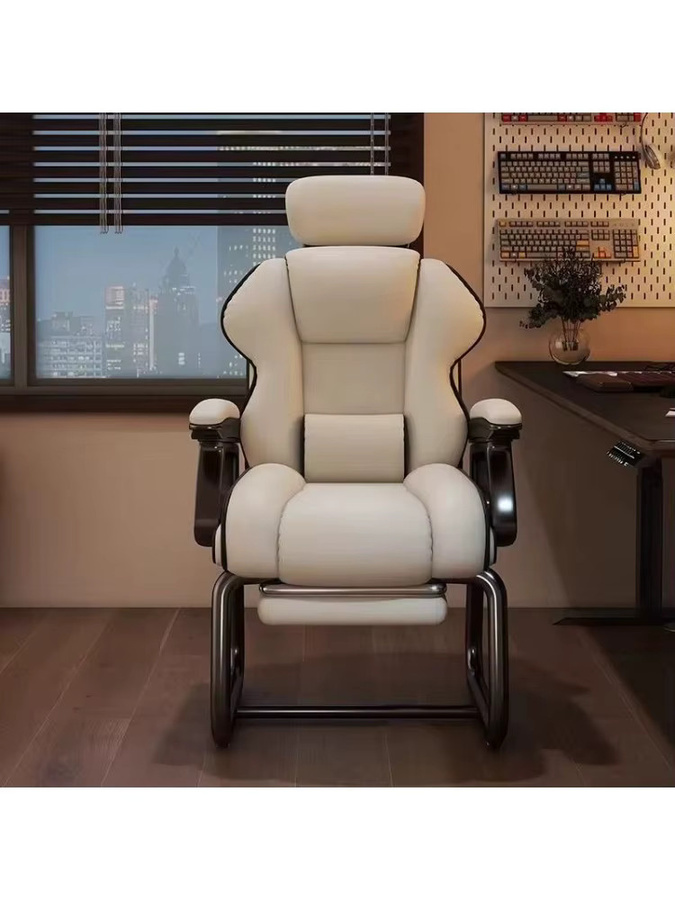 Ergonomischer Bürostuhl von MOYU mit verstellbarer Kopfstütze, Liegefunktion und Armlehnen in Schwarz oder Weiß aus Kunstleder - Bild 5