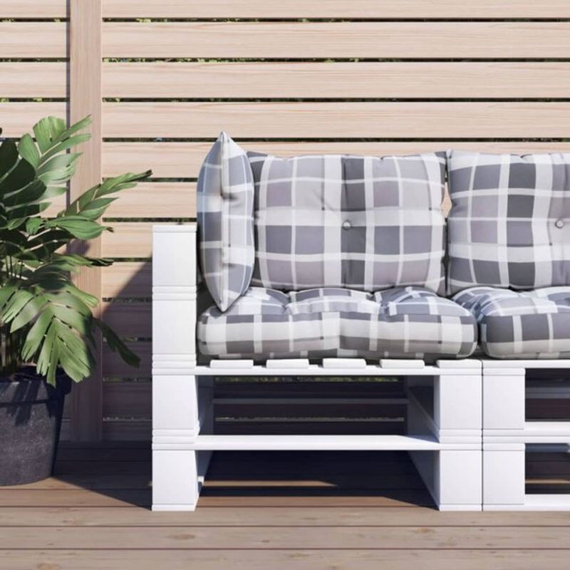 3-teiliges Palettenkissen Set von Vidaxl in Grau mit geometrischem Karomuster aus Polyester Stoff - Bild 1