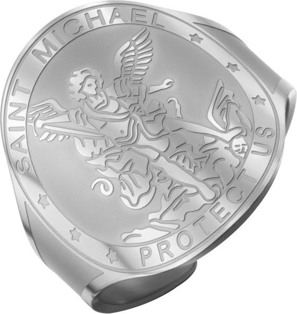 Likgreat Ring Siegel des Erzengels Michael, Edelstahl, Schwarz, Unisex - Bild 1