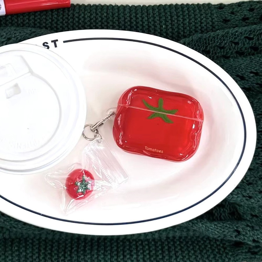 Schutzhülle im Tomaten-Design für Apple AirPods 2/3/4, rote TPU Abdeckung für Bluetooth Kopfhörer - Bild 5