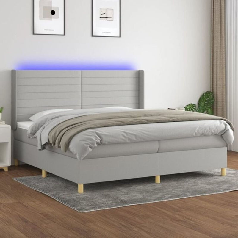 Vidaxl Boxspringbett mit Matratze in Grau und Weiß aus Stoff, B/T: 200 x 200 cm - Bild 1
