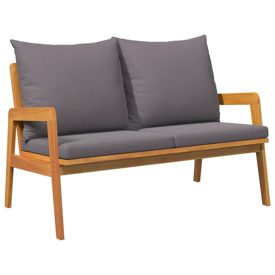 vidaXL 2-teiliges Bistro-Set aus Akazienmassivholz mit Kissen für Balkon und Terrasse, Farbe: Anthrazit/Grau, B/T/H: 110 x 65 x 71 cm - Bild 1