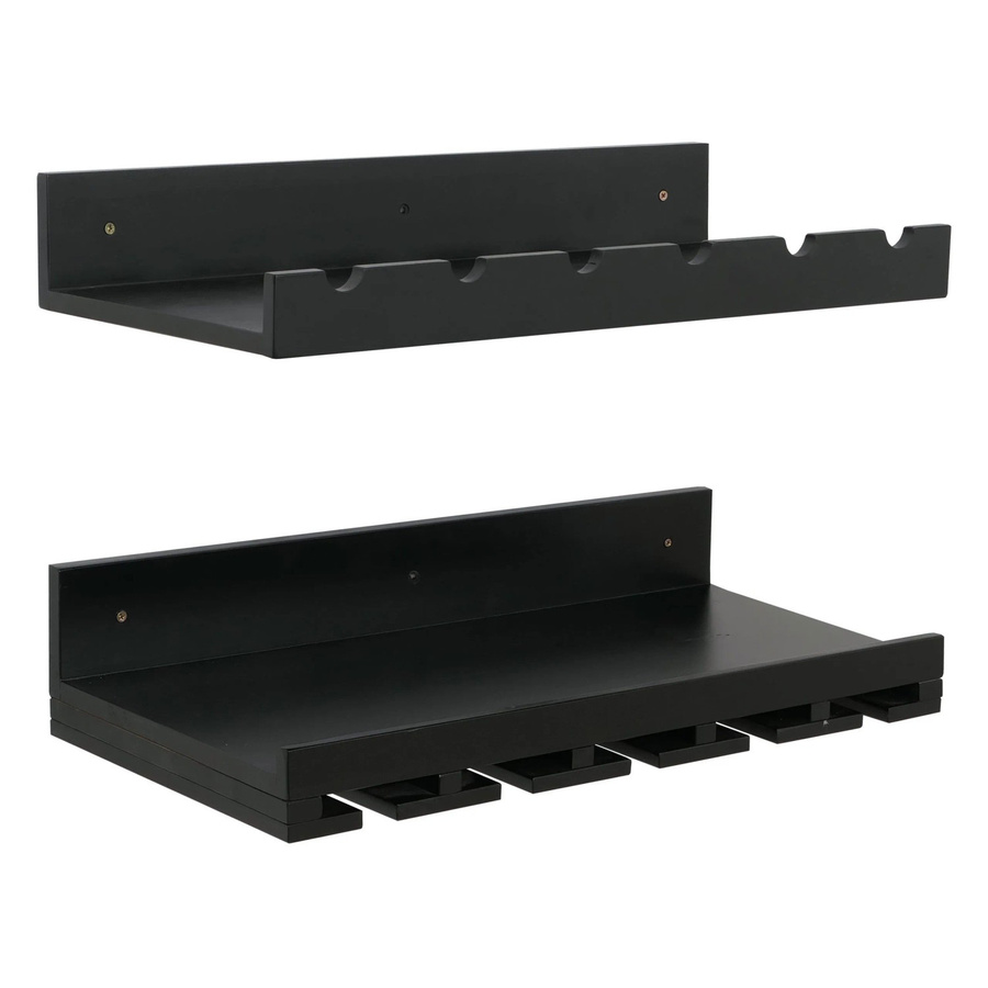 MCW 2er-Set Weinregal P22 Wandbar aus Kiefernholz in Schwarz für 6 Flaschen und 15 Gläser B: 61 cm, H: 28 cm - Bild 3
