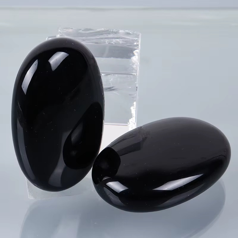 Muyijaderies Massagehandstein Obsidian, Selenit, Unisex - Bild 3