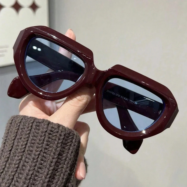 CAIPAI Sonnenbrille Damen, Vollrand, unregelmäßig, braun, Kunststoff - Bild 1