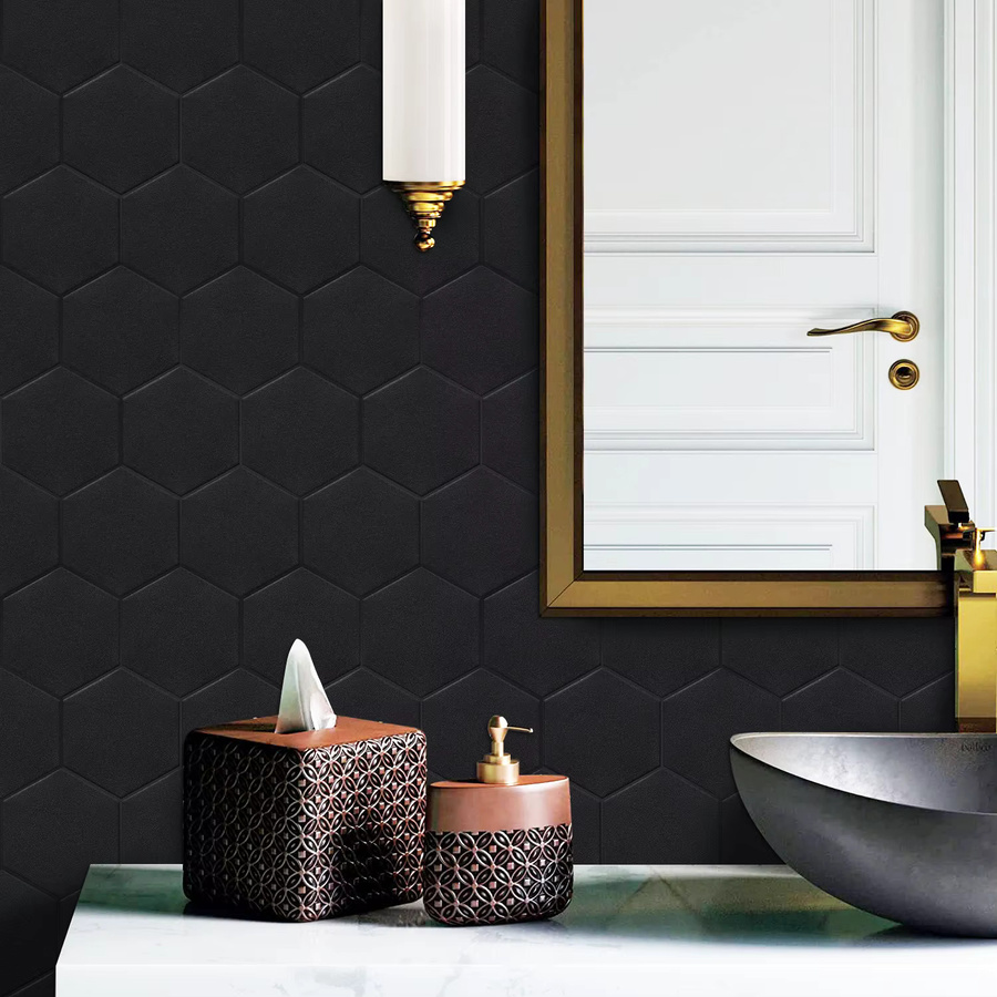 Vividtiles Wandfliesen Aufkleber aus wasserfestem Vinyl in Mattschwarz zum Aufkleben für Küche, Badezimmer und Wohnzimmer (10 Stück) - Bild 3