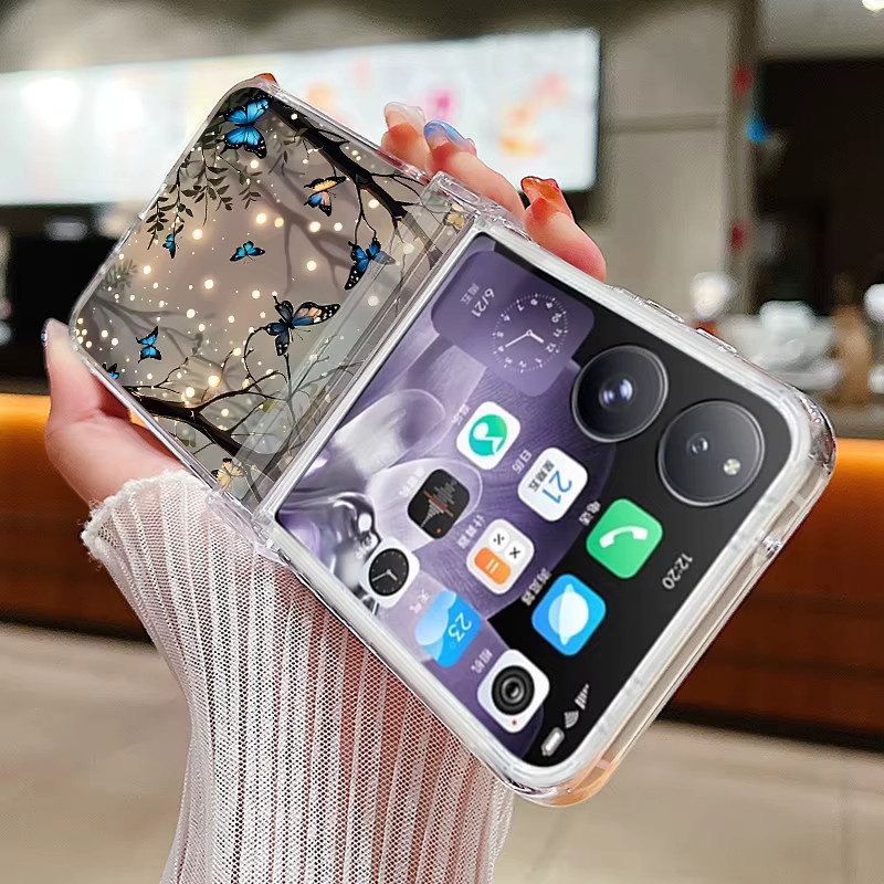 Stoßfeste Handyhülle mit Waldschmetterlingsmuster für Xiaomi Mix Flip 2 und Mi Mix Flip, transparent, aus hartem PC-Material - Bild 2