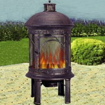Gartenkamin aus Gusseisen in Holzoptik für deinen Außenbereich - Bild 1