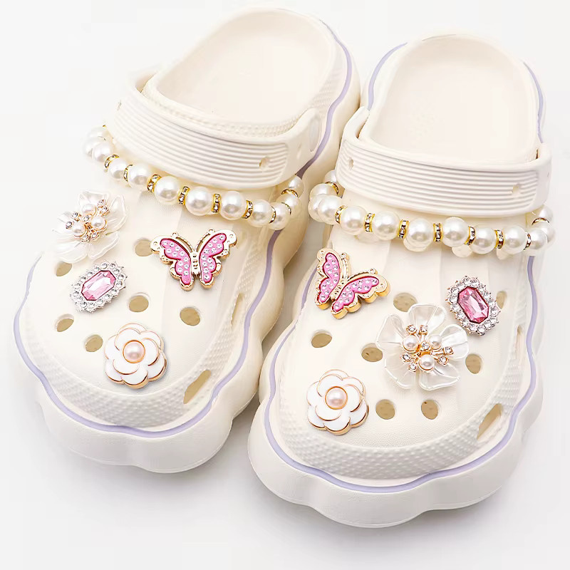 Schuh-Dekoration Schmetterling Perle Blume, Kettenschnalle - Bild 1