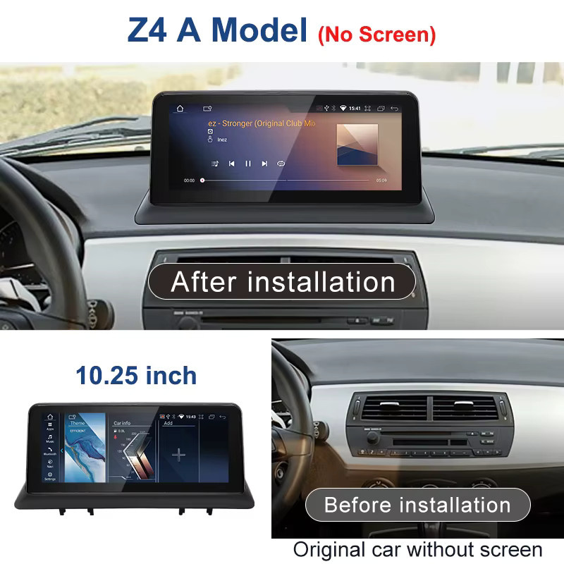 STWEI Wireless CarPlay Android 14 Bildschirm mit Qualcomm Snapdragon 665 und GPS für BMW Z4 E85 E86 E89 CIC in Schwarz - Bild 2