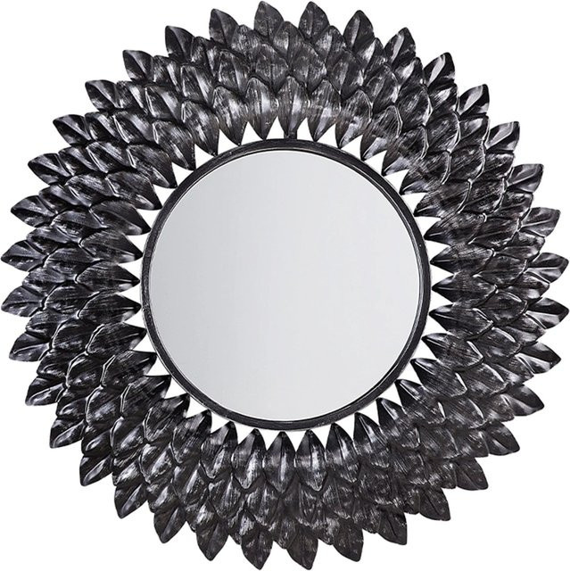 Beliani Wandspiegel LARRAU in Silber, runder Spiegel aus Metall und Glas, Durchmesser: 70 cm - Bild 1