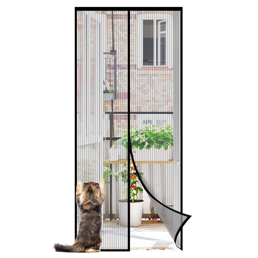 Sekey Insektenschutz-Tür Fliegengitter Türvorhang für Balkontüren, Schwarz, B: 80 cm, H: 220 cm, Katzensicher und ohne Bohren - Bild 2