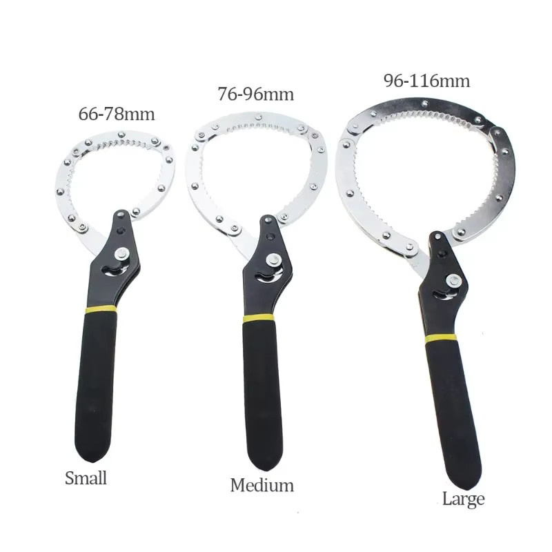 TOTNEND Ölfilter-Schlüssel und Riemen-Abzieher Set aus Stahl in Silber, Maße: 55-3101-100/75/75-95/95mm - Bild 2