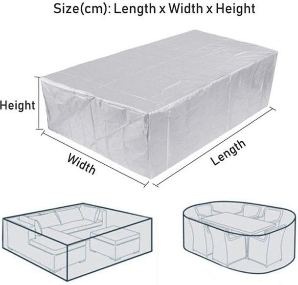 Huapate Quadratische Terrassenmöbelabdeckung für Tische, wasserabweisende Outdoor-Möbelabdeckung aus Polyestergewebe mit PVC-Beschichtung, Farbe: Silber, B/T/H: 130 x 70 x 70 cm - Bild 1