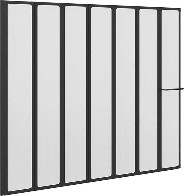 vidaXL Duschwand aus Aluminium in Schwarz mit Frosted-Glas, rechteckig und klappbar, B/T/H: 168 x 140 cm - Bild 1
