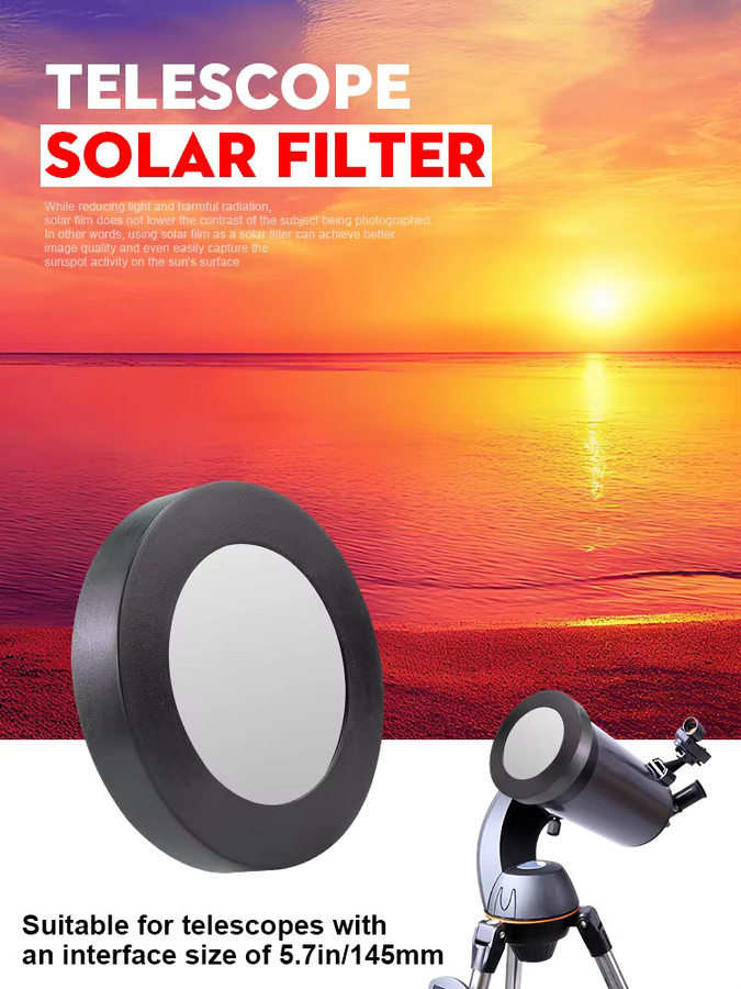 Datyson B5P9898C Solar-Beobachtungsfilterblatt in Schwarz mit Kunststoffkappe für Teleskope mit einem Außendurchmesser von 145 mm - Bild 7