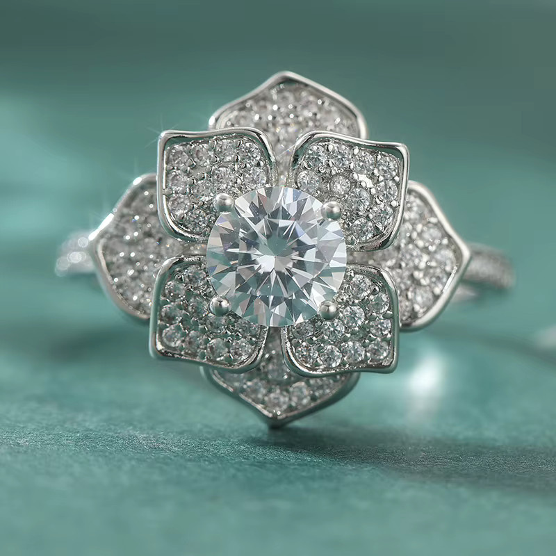 Ring Silber, Zirkonia, Damen, Kamelienblüten - Bild 4