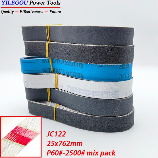 5 Stück Carborundum Schleifband für Metall und Messerschärfung von Yilegou Tools Store, Körnung P60-5000, Breite: 25 mm, Länge: 762 mm - Bild 1