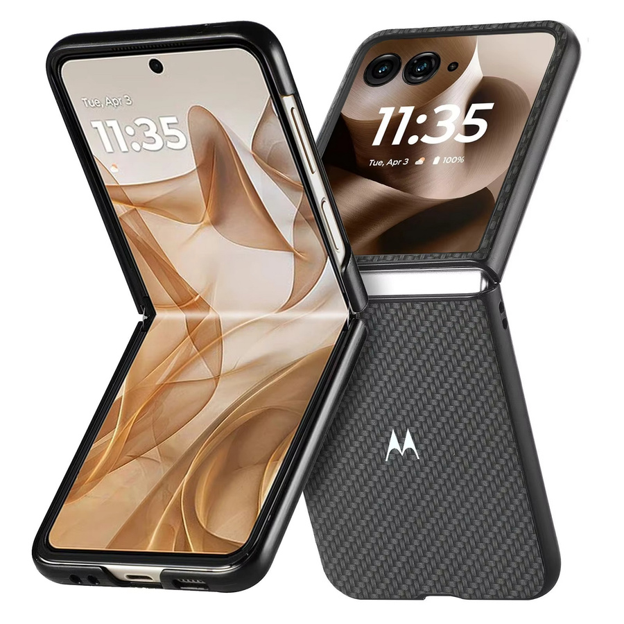Luxuriöse minimalistische Flip-Hülle mit gewebter Textur für Motorola Razr in Schwarz - Bild 4