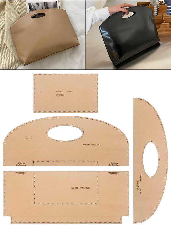QJH DIY Kraftpapiermuster für Damenhandtaschen und große Tragetaschen in Braun - Bild 2