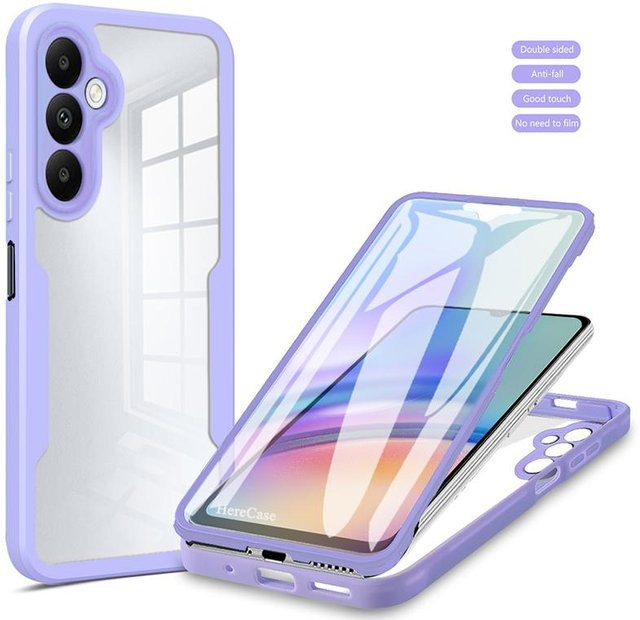 Stoßfeste 360° Vollschutzhülle für Samsung Galaxy A55 A35 A34 A25 A15 A54 A53 A33 A13 A14 A52 5G in Transparent oder Purple - Bild 1