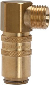 Riegler Temperierkupplung DN 6 mit Außengewindeanschluss M14x1,5 90 Grad aus Messing in Gold - Bild 1