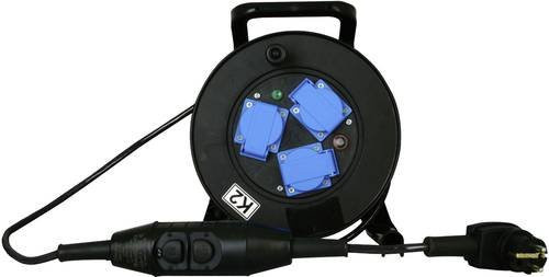 Kopp Personenschutz-Kabeltrommel PRCD-S 230V in Schwarz und Blau mit IP44 Schutzart - Bild 1