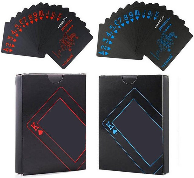 Wosawe Poker Karten, 4 Decks, Kunststoff, Schwarz, Partyspiel - Bild 1